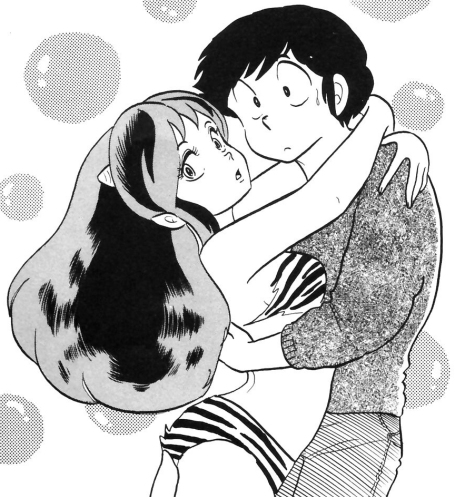 Lum and Ataru Embracing.
